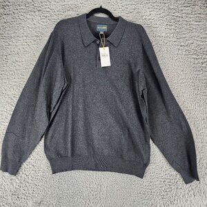 Belforte Black Sweater Mens Large Charcoal Gray Long Sleeve Pullover *NWT*